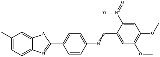 N-(4,5-dimethoxy-2-nitrobenzylidene)-4-(6-methyl-1,3-benzothiazol-2-yl)aniline Structure