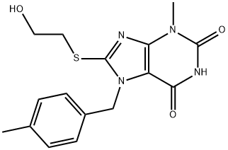 8-((2-hydroxyethyl)thio)-3-methyl-7-(4-methylbenzyl)-3,7-dihydro-1H-purine-2,6-dione Struktur