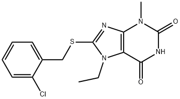 8-((2-chlorobenzyl)thio)-7-ethyl-3-methyl-3,7-dihydro-1H-purine-2,6-dione Structure