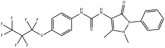 (Z)-N-(1,5-dimethyl-3-oxo-2-phenyl-2,3-dihydro-1H-pyrazol-4-yl)-N-(4-((perfluoropropyl)thio)phenyl)carbamimidothioic acid Structure