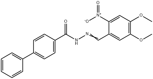 N'-(4,5-dimethoxy-2-nitrobenzylidene)-4-biphenylcarbohydrazide Struktur