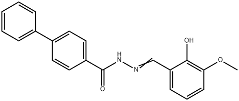 N'-(2-hydroxy-3-methoxybenzylidene)-4-biphenylcarbohydrazide Struktur