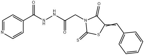 (Z)-N-(2-(5-benzylidene-4-oxo-2-thioxothiazolidin-3-yl)acetyl)isonicotinohydrazide,304894-48-2,结构式