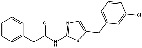 N-(5-(3-chlorobenzyl)thiazol-2-yl)-2-phenylacetamide,304895-49-6,结构式