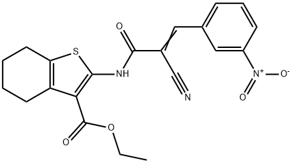ethyl (E)-2-(2-cyano-3-(3-nitrophenyl)acrylamido)-4,5,6,7-tetrahydrobenzo[b]thiophene-3-carboxylate Struktur