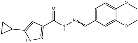 (E)-3-cyclopropyl-N-(3,4-dimethoxybenzylidene)-1H-pyrazole-5-carbohydrazide|