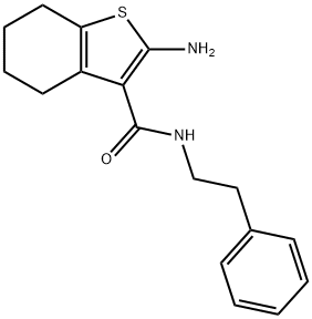 2-amino-N-(2-phenylethyl)-4,5,6,7-tetrahydro-1-benzothiophene-3-carboxamide 化学構造式