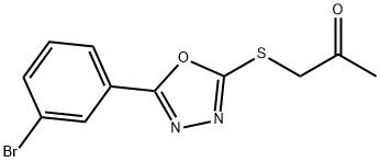 1-[5-(3-Bromo-phenyl)-[1,3,4]oxadiazol-2-ylsulfanyl]-propan-2-one 化学構造式