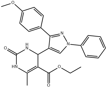 ethyl 4-(3-(4-methoxyphenyl)-1-phenyl-1H-pyrazol-4-yl)-6-methyl-2-oxo-1,2,3,4-tetrahydropyrimidine-5-carboxylate 化学構造式