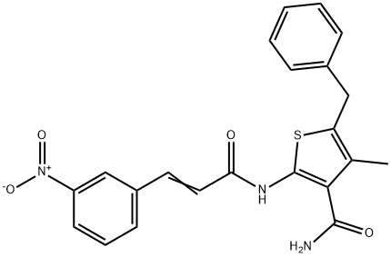 5-benzyl-4-methyl-2-{[3-(3-nitrophenyl)acryloyl]amino}-3-thiophenecarboxamide Struktur