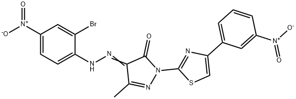 4-[(2-bromo-4-nitrophenyl)hydrazono]-5-methyl-2-[4-(3-nitrophenyl)-1,3-thiazol-2-yl]-2,4-dihydro-3H-pyrazol-3-one Struktur