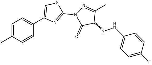 4-[(4-fluorophenyl)hydrazono]-5-methyl-2-[4-(4-methylphenyl)-1,3-thiazol-2-yl]-2,4-dihydro-3H-pyrazol-3-one Struktur