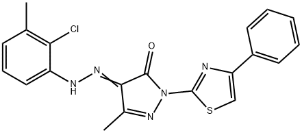 4-[(2-chloro-3-methylphenyl)hydrazono]-5-methyl-2-(4-phenyl-1,3-thiazol-2-yl)-2,4-dihydro-3H-pyrazol-3-one Structure