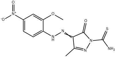 4-[(2-methoxy-4-nitrophenyl)hydrazono]-3-methyl-5-oxo-4,5-dihydro-1H-pyrazole-1-carbothioamide 化学構造式