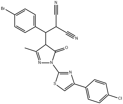 ((4-bromophenyl){1-[4-(4-chlorophenyl)-1,3-thiazol-2-yl]-3-methyl-5-oxo-4,5-dihydro-1H-pyrazol-4-yl}methyl)malononitrile Structure