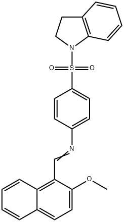 4-(2,3-dihydro-1H-indol-1-ylsulfonyl)-N-[(2-methoxy-1-naphthyl)methylene]aniline 化学構造式