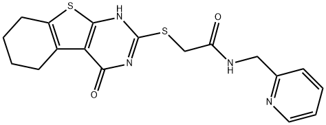 2-((4-oxo-3,4,5,6,7,8-hexahydrobenzo[4,5]thieno[2,3-d]pyrimidin-2-yl)thio)-N-(pyridin-2-ylmethyl)acetamide Struktur