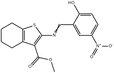 methyl 2-[(2-hydroxy-5-nitrobenzylidene)amino]-4,5,6,7-tetrahydro-1-benzothiophene-3-carboxylate Structure