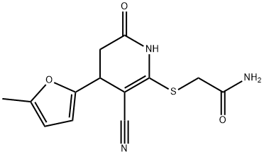 2-((3-cyano-4-(5-methylfuran-2-yl)-6-oxo-1,4,5,6-tetrahydropyridin-2-yl)thio)acetamide Structure