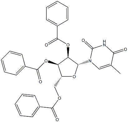 Uridine, 5-methyl-, 2',3',5'-tribenzoate 化学構造式