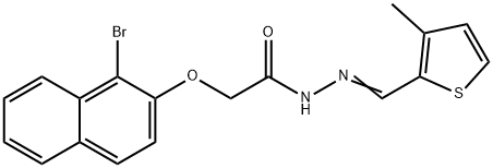 2-[(1-bromo-2-naphthyl)oxy]-N'-[(3-methyl-2-thienyl)methylene]acetohydrazide 化学構造式