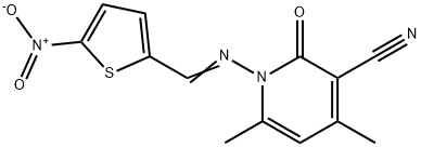 4,6-dimethyl-1-{[(5-nitro-2-thienyl)methylene]amino}-2-oxo-1,2-dihydro-3-pyridinecarbonitrile Structure