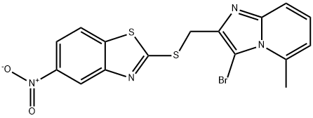 2-(((3-bromo-5-methylimidazo[1,2-a]pyridin-2-yl)methyl)thio)-5-nitrobenzo[d]thiazole|