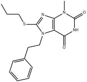 3-methyl-7-phenethyl-8-(propylthio)-3,7-dihydro-1H-purine-2,6-dione Structure