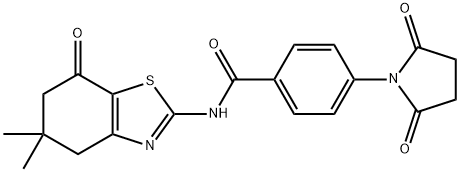 N-(5,5-dimethyl-7-oxo-4,5,6,7-tetrahydrobenzo[d]thiazol-2-yl)-4-(2,5-dioxopyrrolidin-1-yl)benzamide 结构式