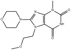 7-(2-methoxyethyl)-3-methyl-8-morpholino-3,7-dihydro-1H-purine-2,6-dione 化学構造式