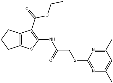 330555-57-2 ethyl 2-(2-((4,6-dimethylpyrimidin-2-yl)thio)acetamido)-5,6-dihydro-4H-cyclopenta[b]thiophene-3-carboxylate