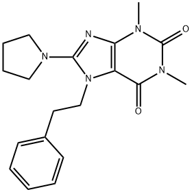 1,3-dimethyl-7-phenethyl-8-(pyrrolidin-1-yl)-3,7-dihydro-1H-purine-2,6-dione Structure