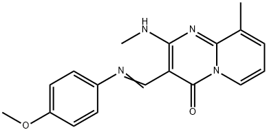 (E)-3-(((4-methoxyphenyl)imino)methyl)-9-methyl-2-(methylamino)-4H-pyrido[1,2-a]pyrimidin-4-one Structure