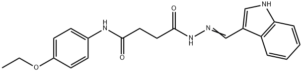 N-(4-ethoxyphenyl)-4-[2-(1H-indol-3-ylmethylene)hydrazino]-4-oxobutanamide 化学構造式