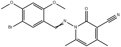 1-[(5-bromo-2,4-dimethoxybenzylidene)amino]-4,6-dimethyl-2-oxo-1,2-dihydro-3-pyridinecarbonitrile Structure