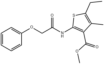 methyl 5-ethyl-4-methyl-2-[(2-phenoxyacetyl)amino]thiophene-3-carboxylate Struktur