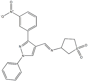 (E)-3-(((3-(3-nitrophenyl)-1-phenyl-1H-pyrazol-4-yl)methylene)amino)tetrahydrothiophene 1,1-dioxide|