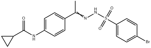 N-[4-[(Z)-N-[(4-bromophenyl)sulfonylamino]-C-methylcarbonimidoyl]phenyl]cyclopropanecarboxamide Struktur