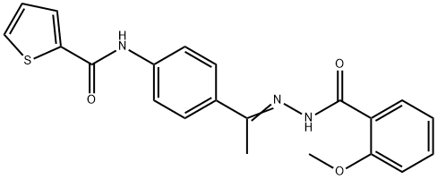 N-[4-[(E)-N-[(2-methoxybenzoyl)amino]-C-methylcarbonimidoyl]phenyl]thiophene-2-carboxamide Struktur