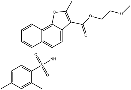 2-methoxyethyl 5-((2,4-dimethylphenyl)sulfonamido)-2-methylnaphtho[1,2-b]furan-3-carboxylate Structure