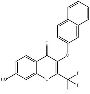 7-hydroxy-3-(naphthalen-2-yloxy)-2-(trifluoromethyl)-4H-chromen-4-one 结构式
