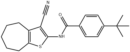 4-(tert-butyl)-N-(3-cyano-5,6,7,8-tetrahydro-4H-cyclohepta[b]thiophen-2-yl)benzamide,379248-60-9,结构式