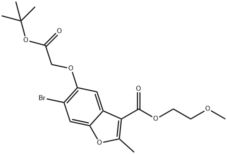 2-methoxyethyl 6-bromo-5-(2-(tert-butoxy)-2-oxoethoxy)-2-methylbenzofuran-3-carboxylate 结构式