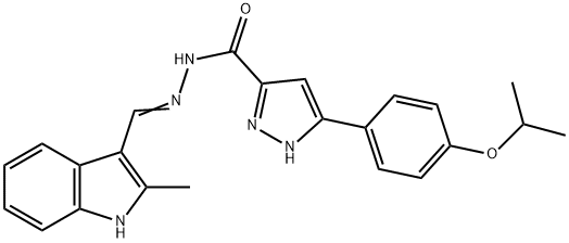 (E)-3-(4-isopropoxyphenyl)-N-((2-methyl-1H-indol-3-yl)methylene)-1H-pyrazole-5-carbohydrazide Struktur