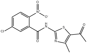 N-(5-acetyl-4-methylthiazol-2-yl)-5-chloro-2-nitrobenzamide Struktur