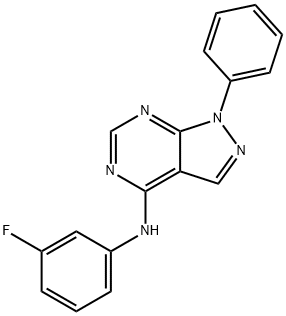 N-(3-fluorophenyl)-1-phenyl-1H-pyrazolo[3,4-d]pyrimidin-4-amine 结构式