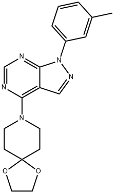 8-(1-(m-tolyl)-1H-pyrazolo[3,4-d]pyrimidin-4-yl)-1,4-dioxa-8-azaspiro[4.5]decane Structure