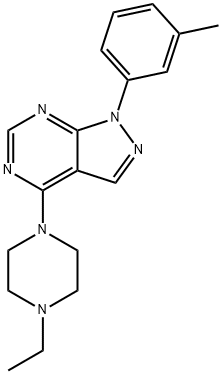 4-(4-ethylpiperazin-1-yl)-1-(m-tolyl)-1H-pyrazolo[3,4-d]pyrimidine Structure
