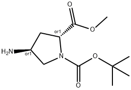 (2S,4R)-1-tert-butyl 2-methyl 4-aminopyrrolidine-1,2-dicarboxylate 化学構造式