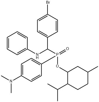 2-isopropyl-5-methylcyclohexyl ((4-bromophenyl)(phenylamino)methyl)(4-(dimethylamino)phenyl)phosphinate Structure